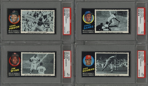 1971 Topps Greatest Moments PSA NM 7 Collection (4 Different) Including Banks